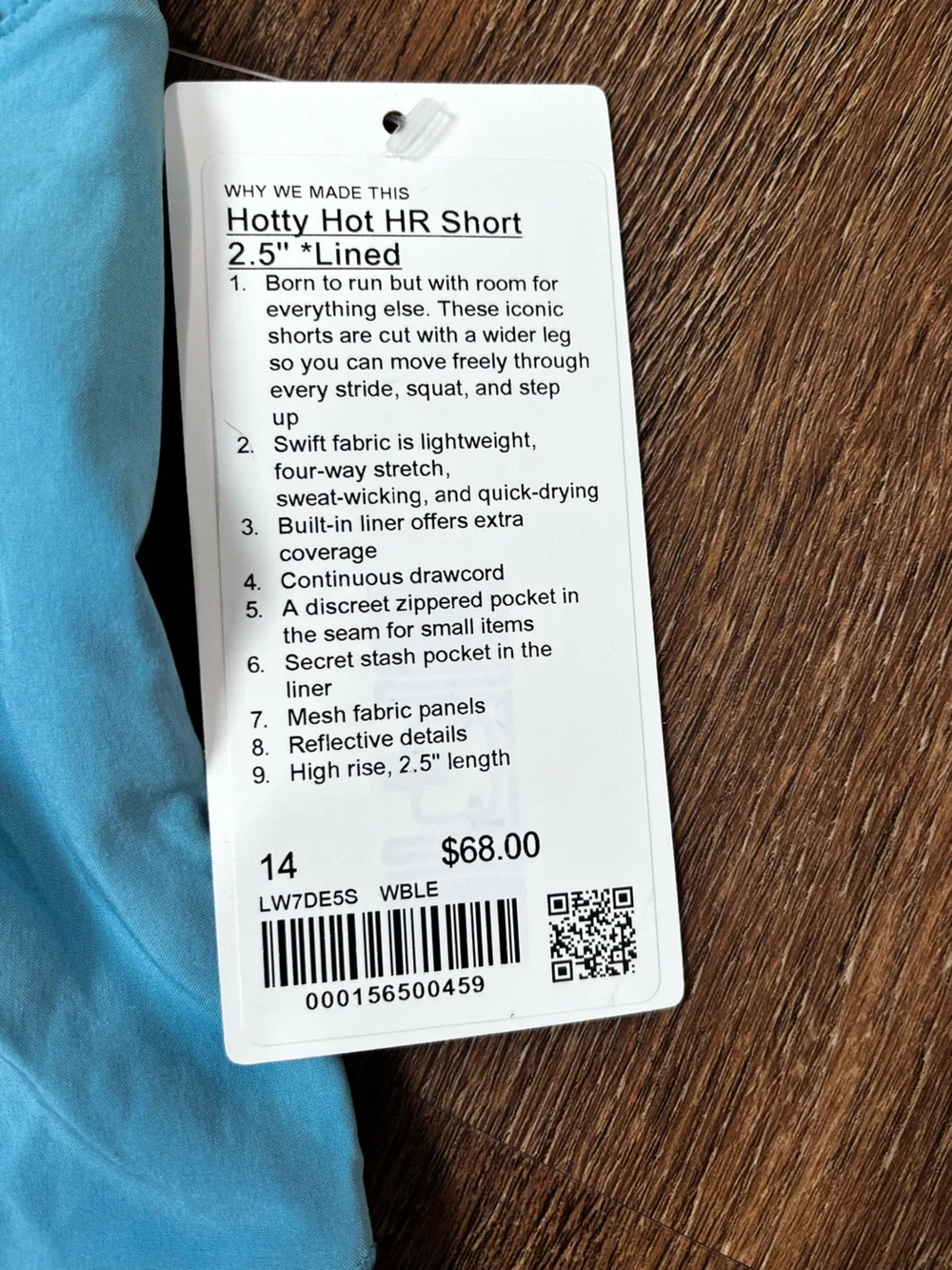NWT Lululemon Blue Hotty HR Short 2.5” Lined Shorts Size 14